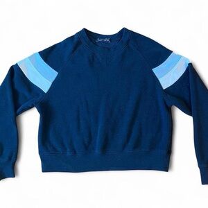 Blue 90s Style Sweatshirt with Shoulder Stripes Brandy Melville Sweatshirt